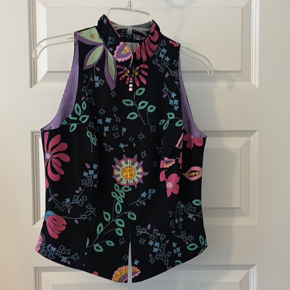 VTG Tapp New York black multi color vest SZ 10 hand tailored in US mod look NWT